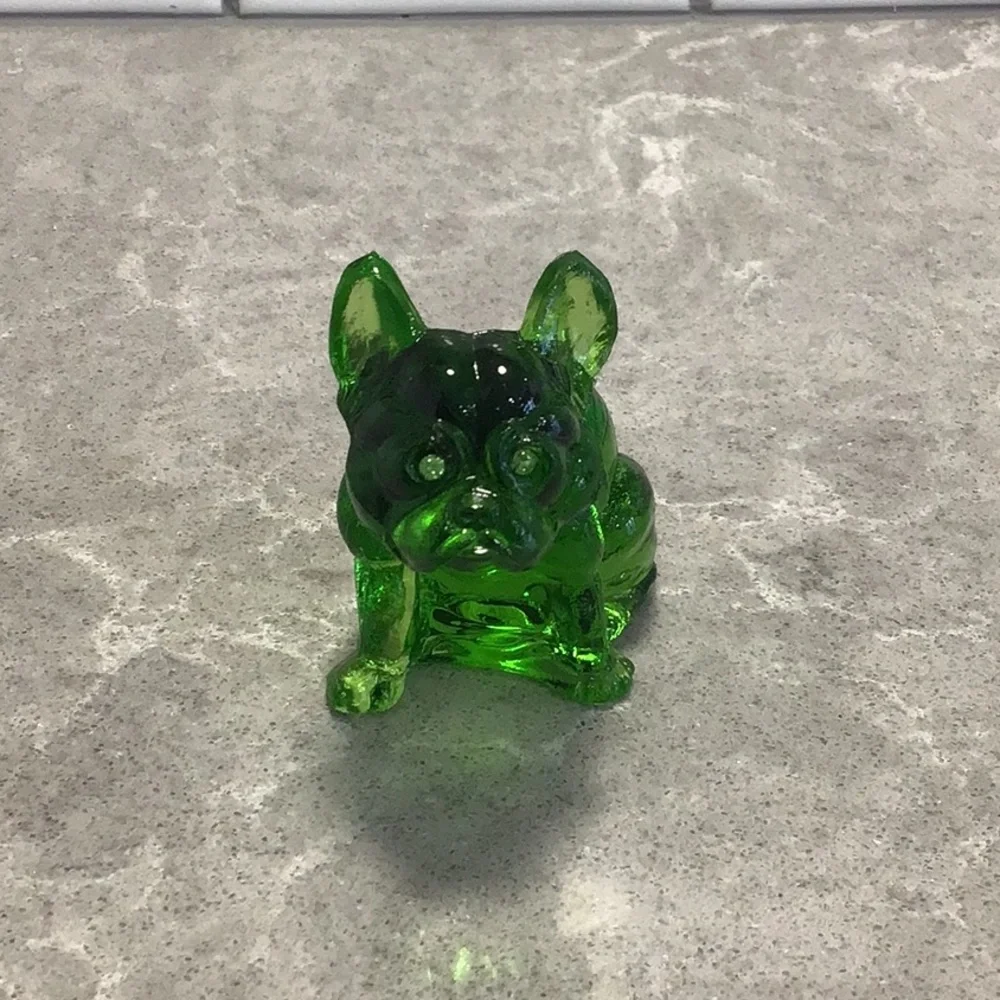 Vtg Westmoreland 2.5” Glass Bulldog Figurine Rhinestone Eyes - Picture 1 of 7